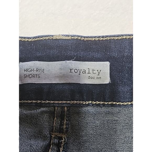 Royalty For Me Shorts Womens 8 Dark Blue Denim High Rise Stretch Shorts - Picture 5 of 10